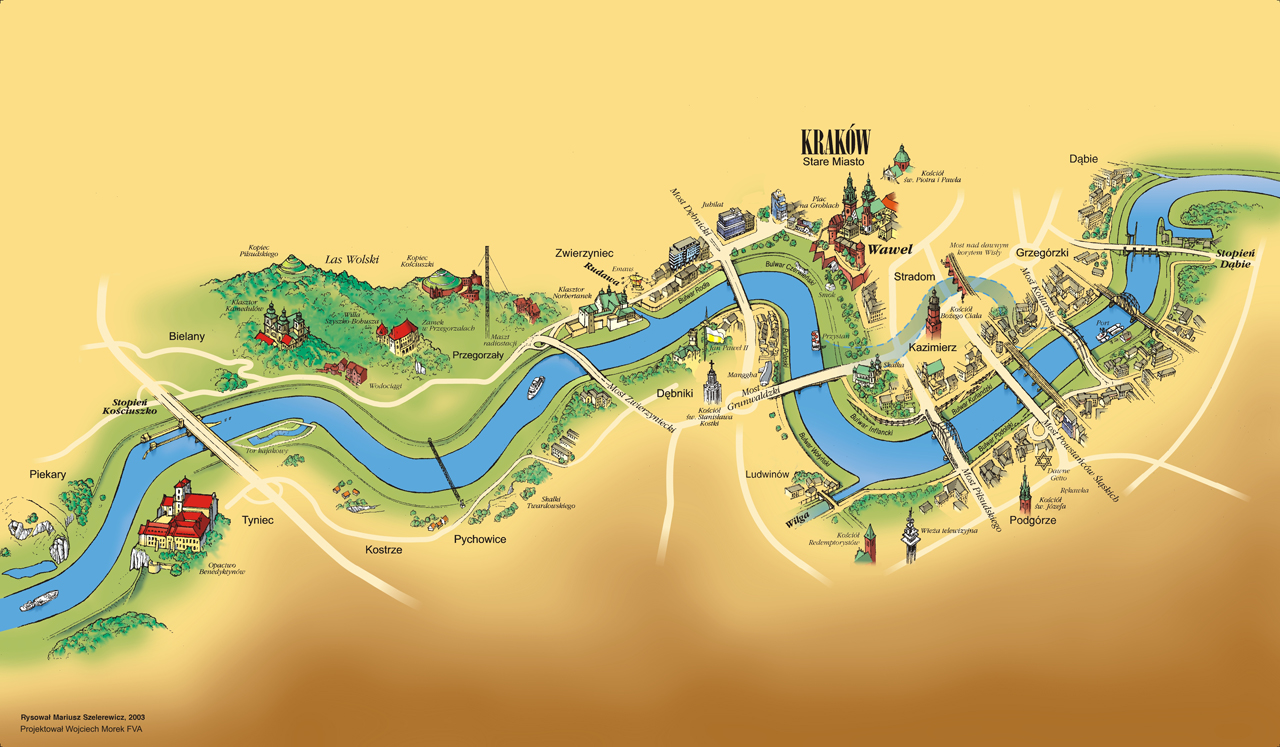 Mapa rejsy statkiem po wiśle